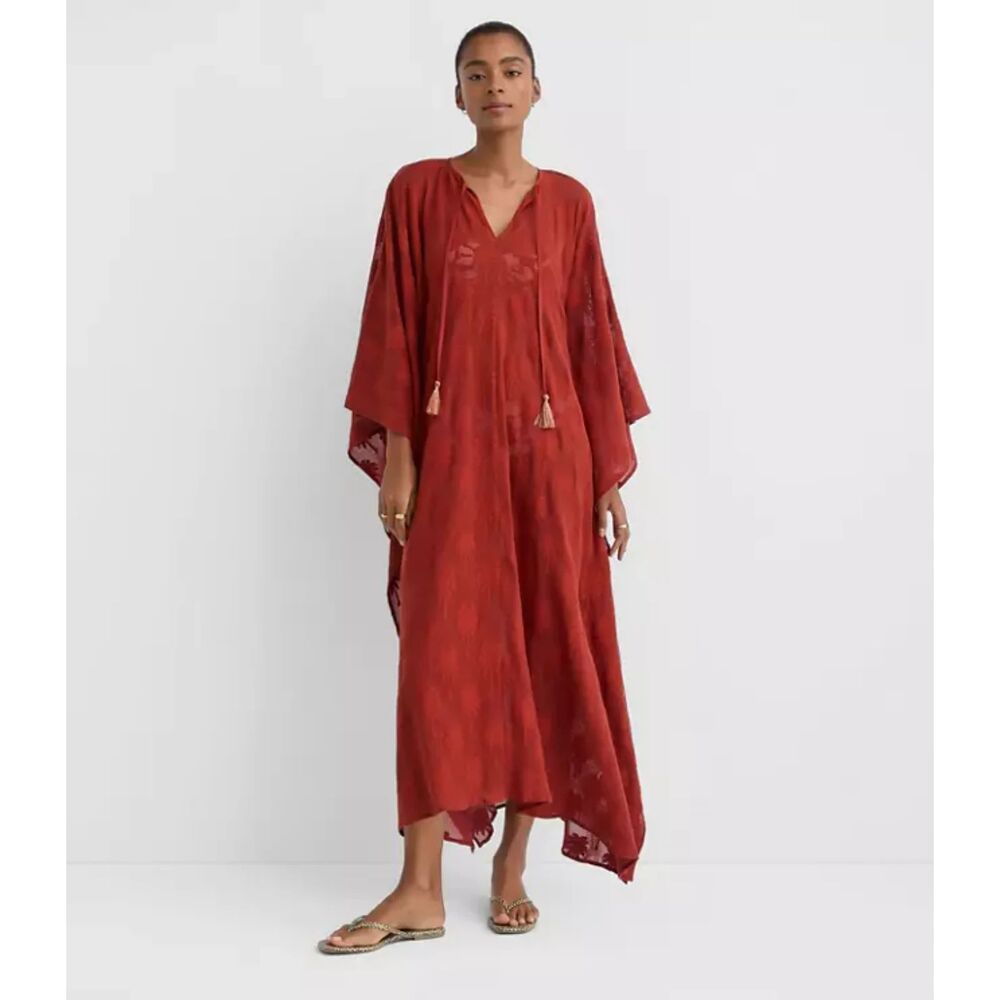 New LOFT Beach Palm Motif Mesh Maxi Swimsuit Coverup Large Oversized